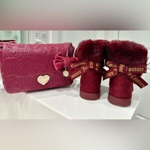 ✨NEW✨ Matching Juicy Couture Set. Plum juicy shoulder bag && Faux Fur Boots